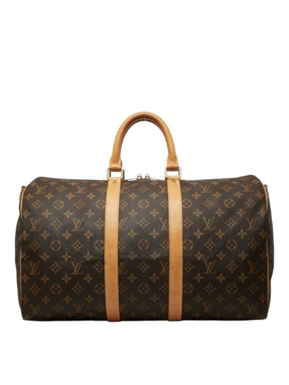 Louis Vuitton Monogram Keepall Bandouliere 45 Boston Bag Brown Leather